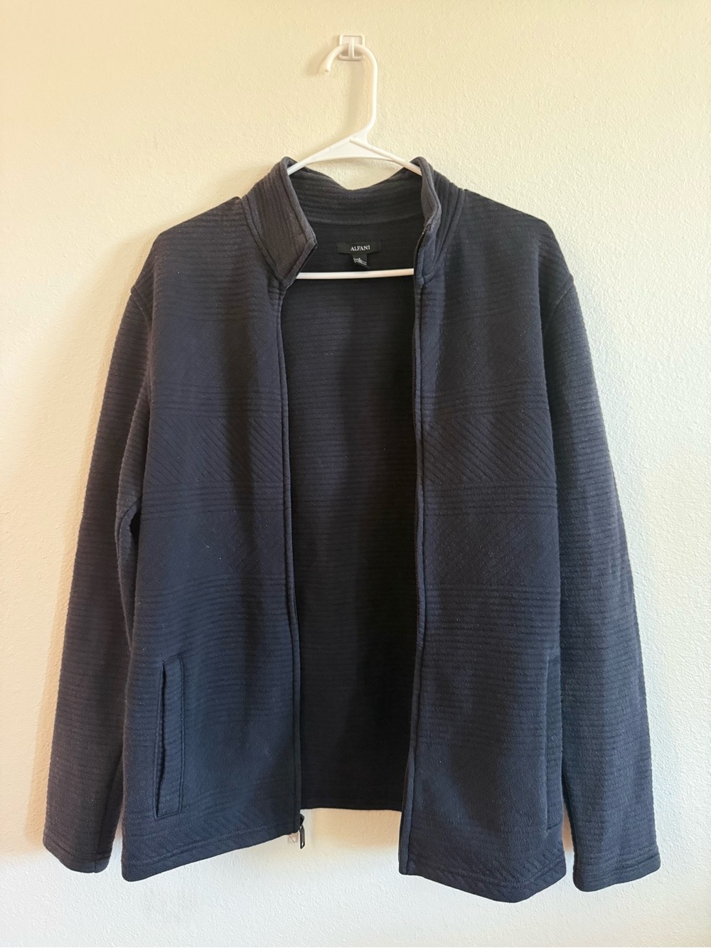 Alfani Men's Navy Blue Full-Zip Sweater Jacket